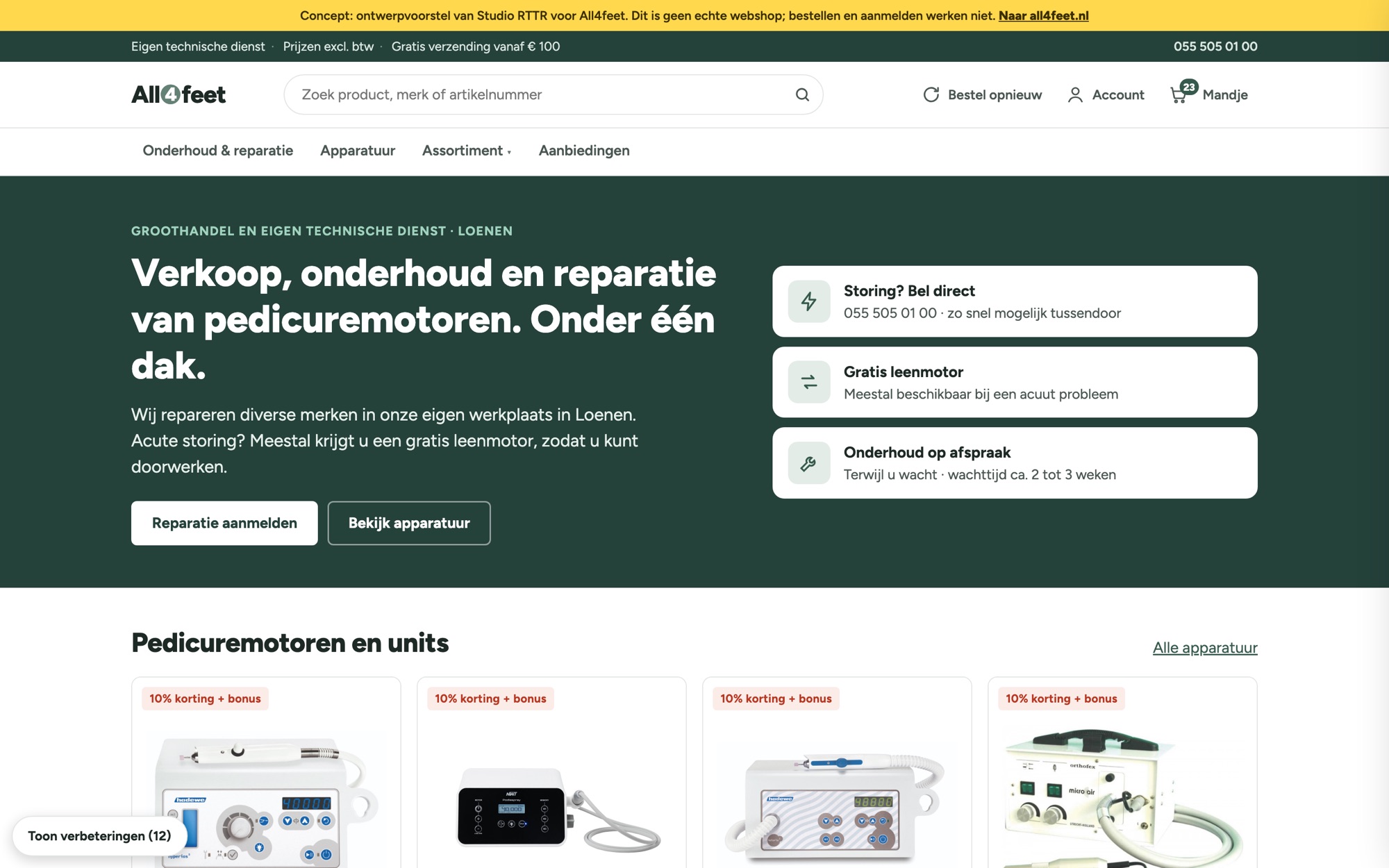 Concept for a wholesaler's B2B web shop