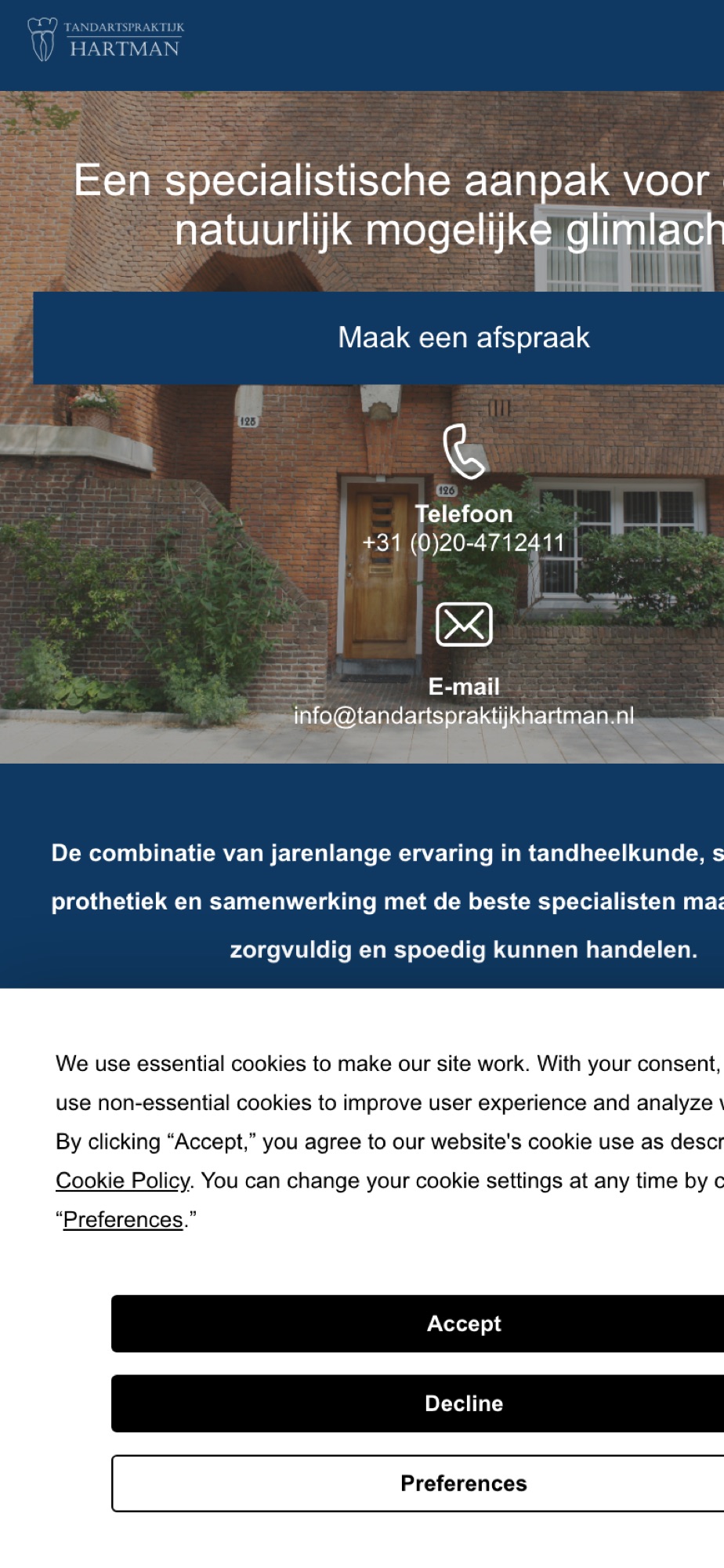 The current homepage on a phone