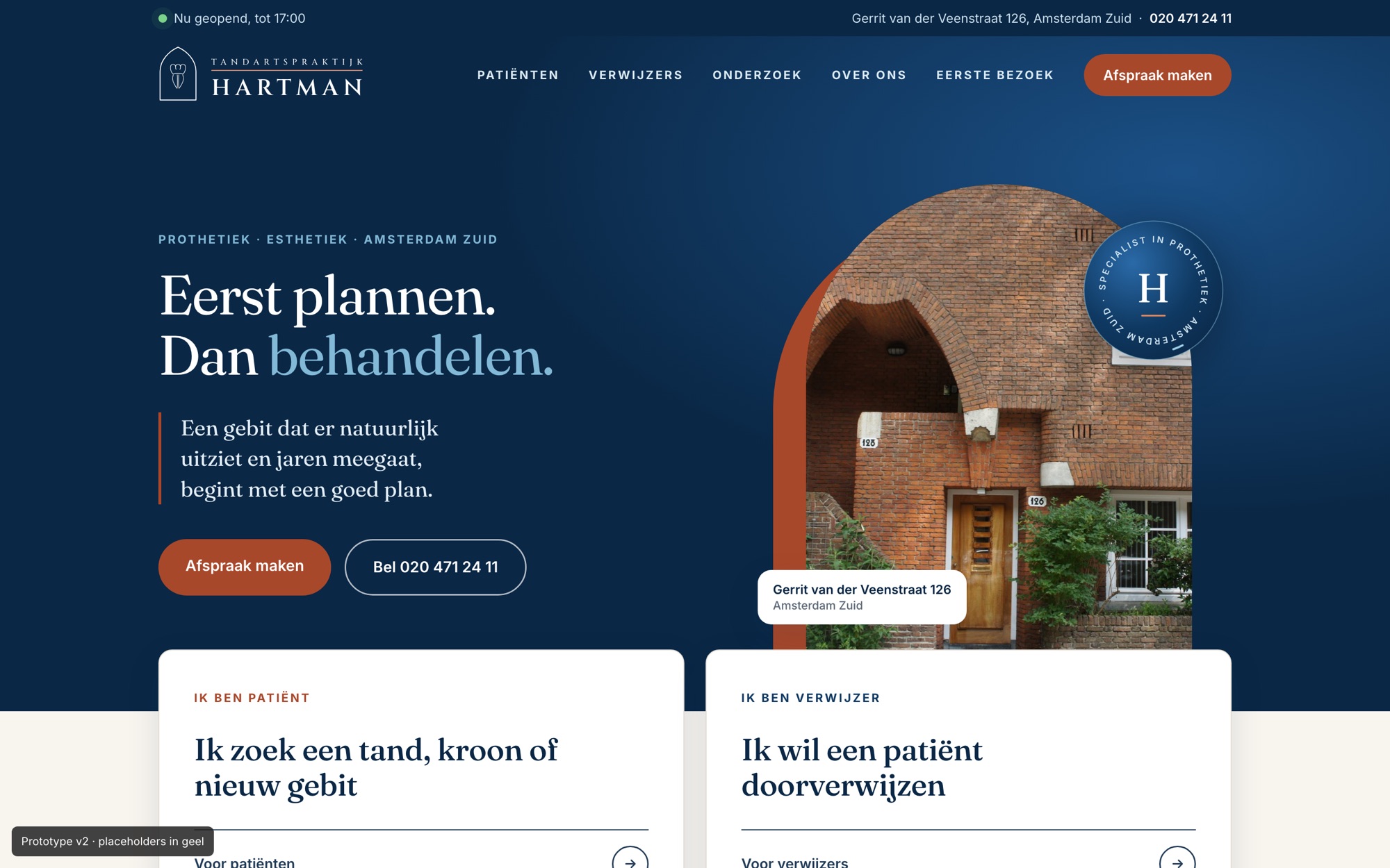 Concept for a dental practice website